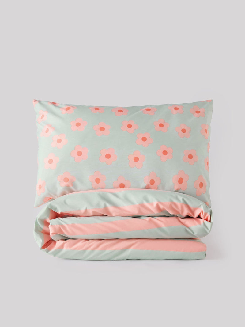 Sage Green Floral Duvet Cover and Pillowcase Set (British brand)