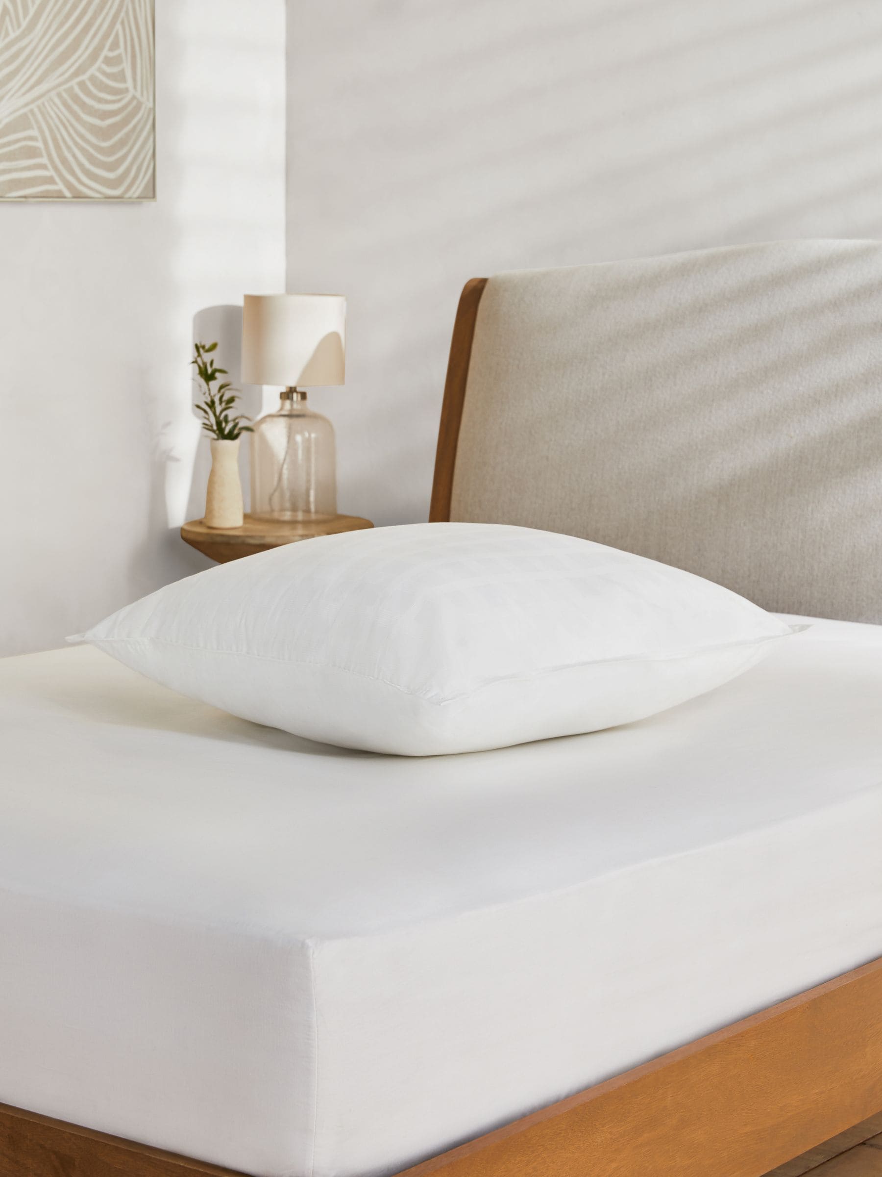Square down alternative pillow with cotton cover, British brand
