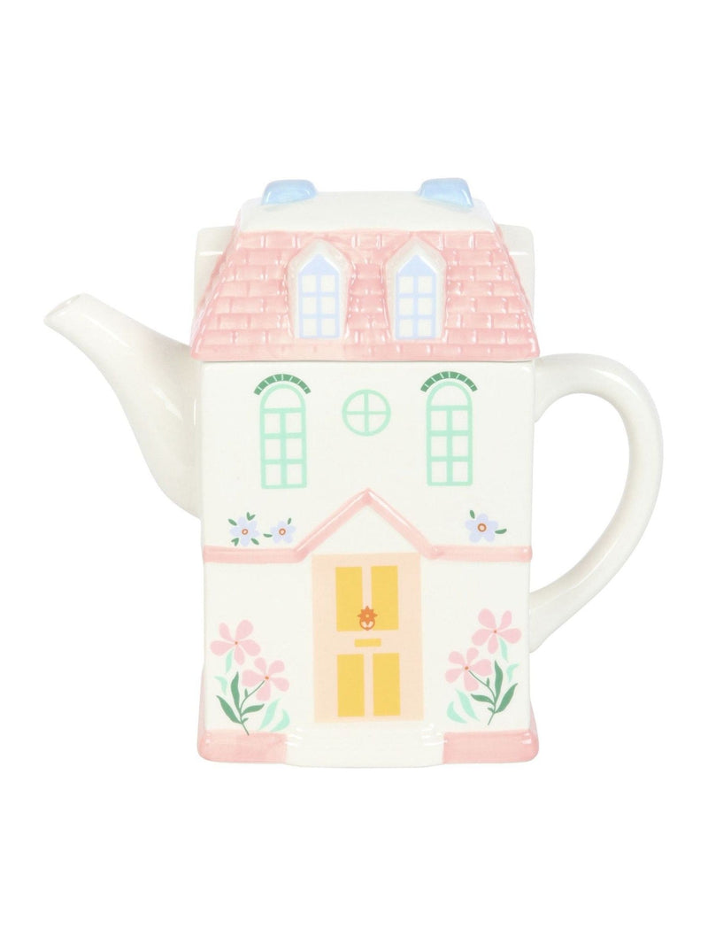 Something Different white pastel house shaped teapot 1300ml - British product