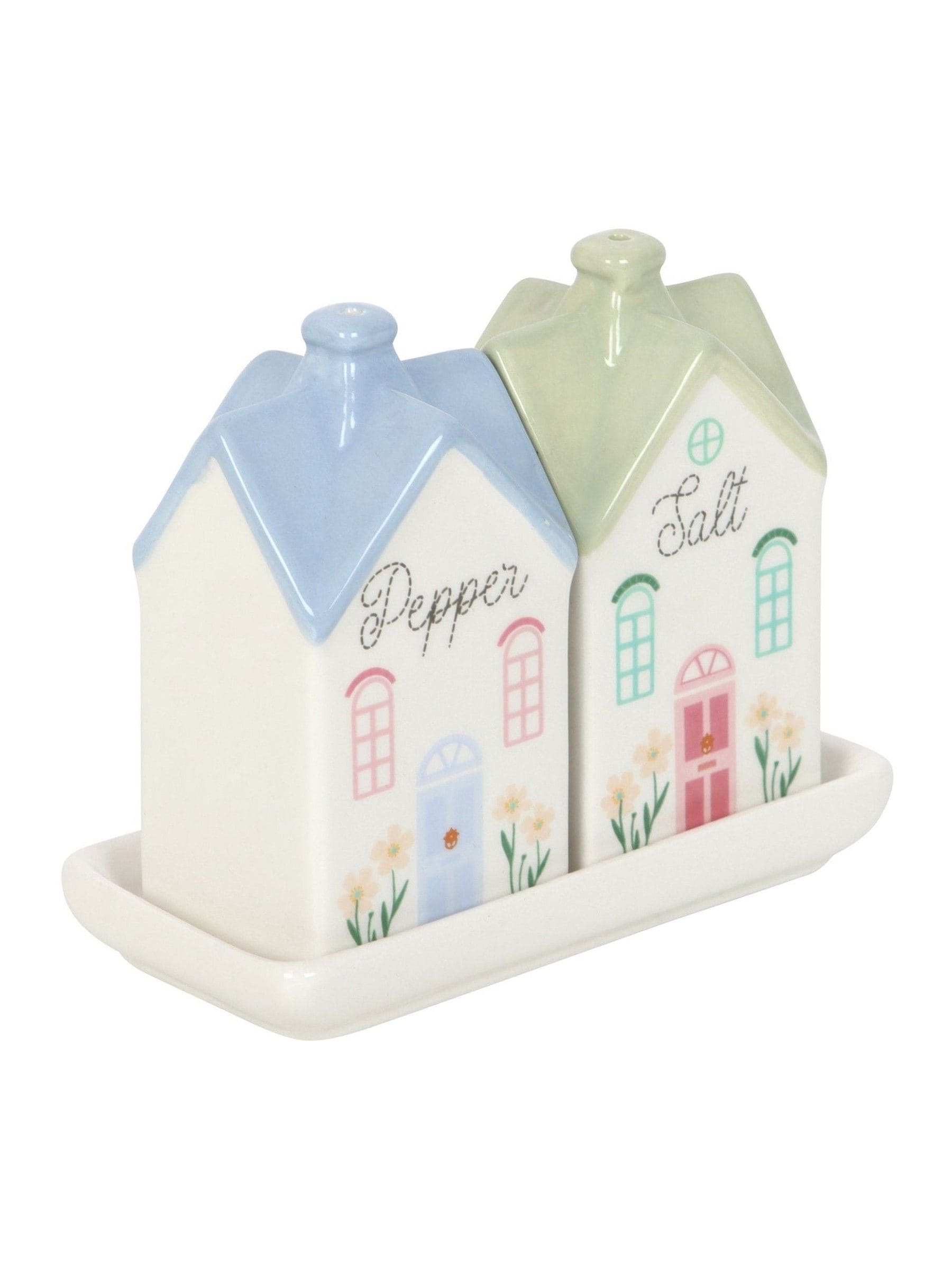 Something Different white pastel house salt and pepper shakers - British product