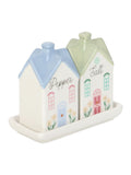 Something Different white pastel house salt and pepper shakers - British product