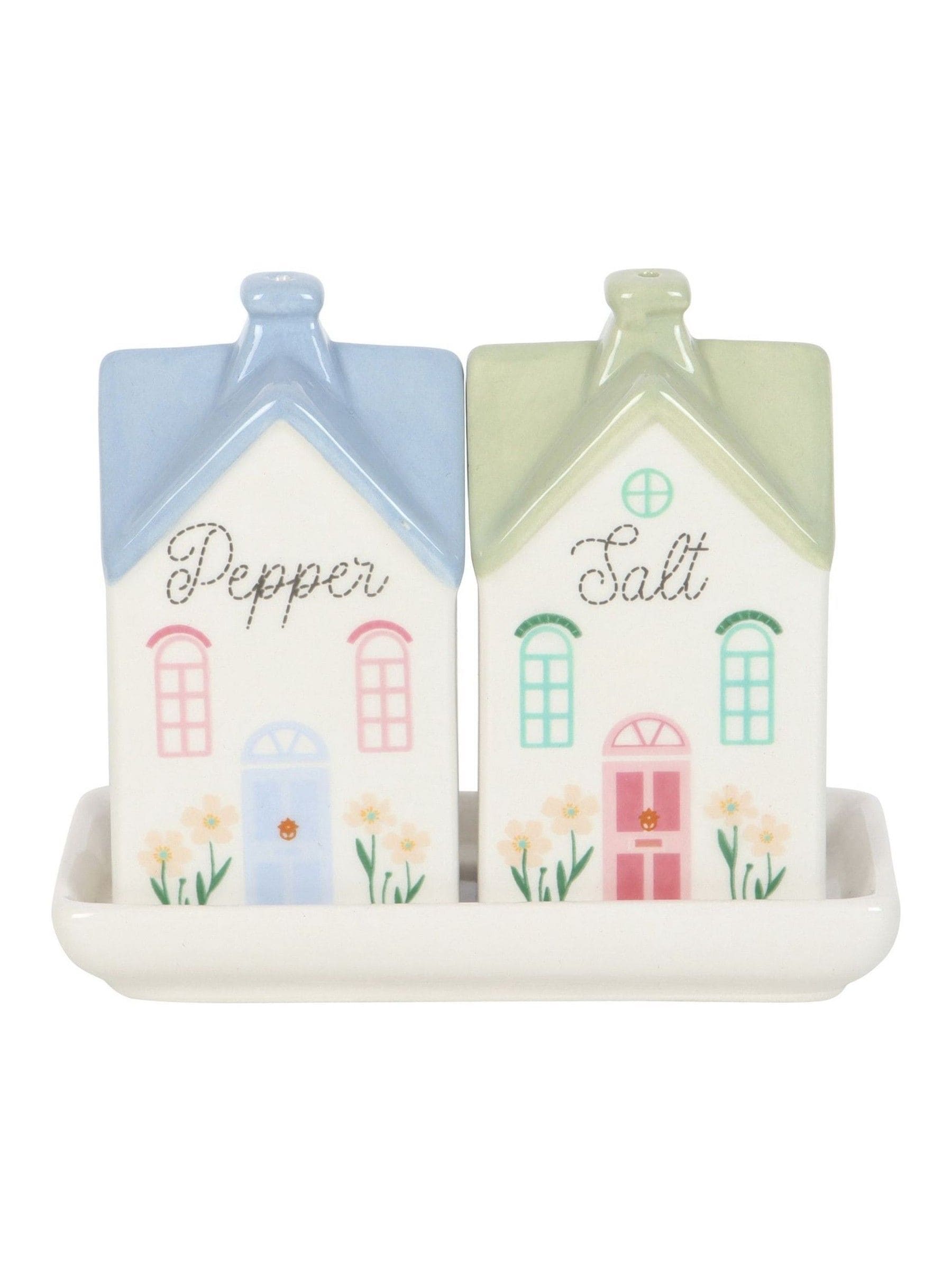 Something Different white pastel house salt and pepper shakers - British product
