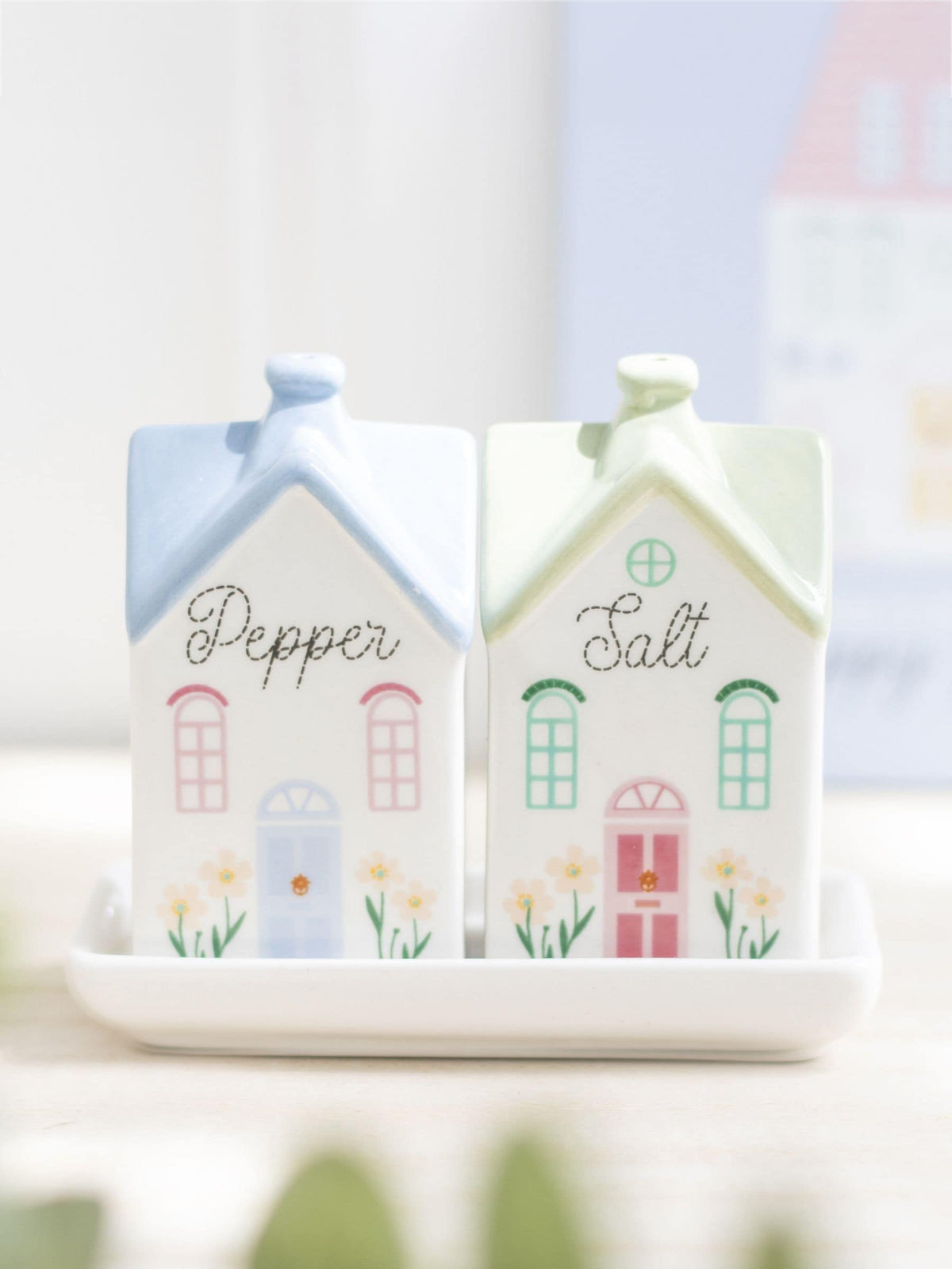 Something Different White Pastel House Salt and Pepper Shakers