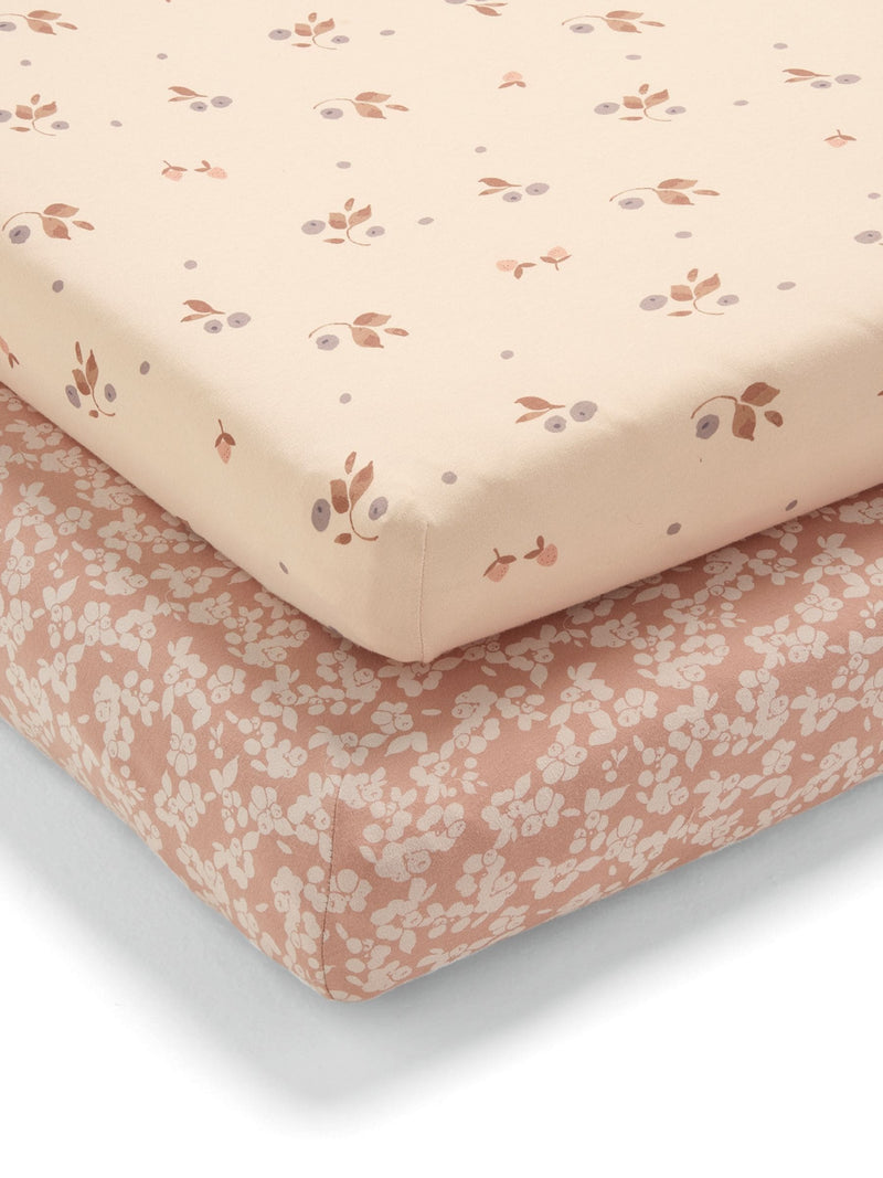 Mamas & Papas Berry Pink cotbed fitted sheets 2 pack, imported from the UK