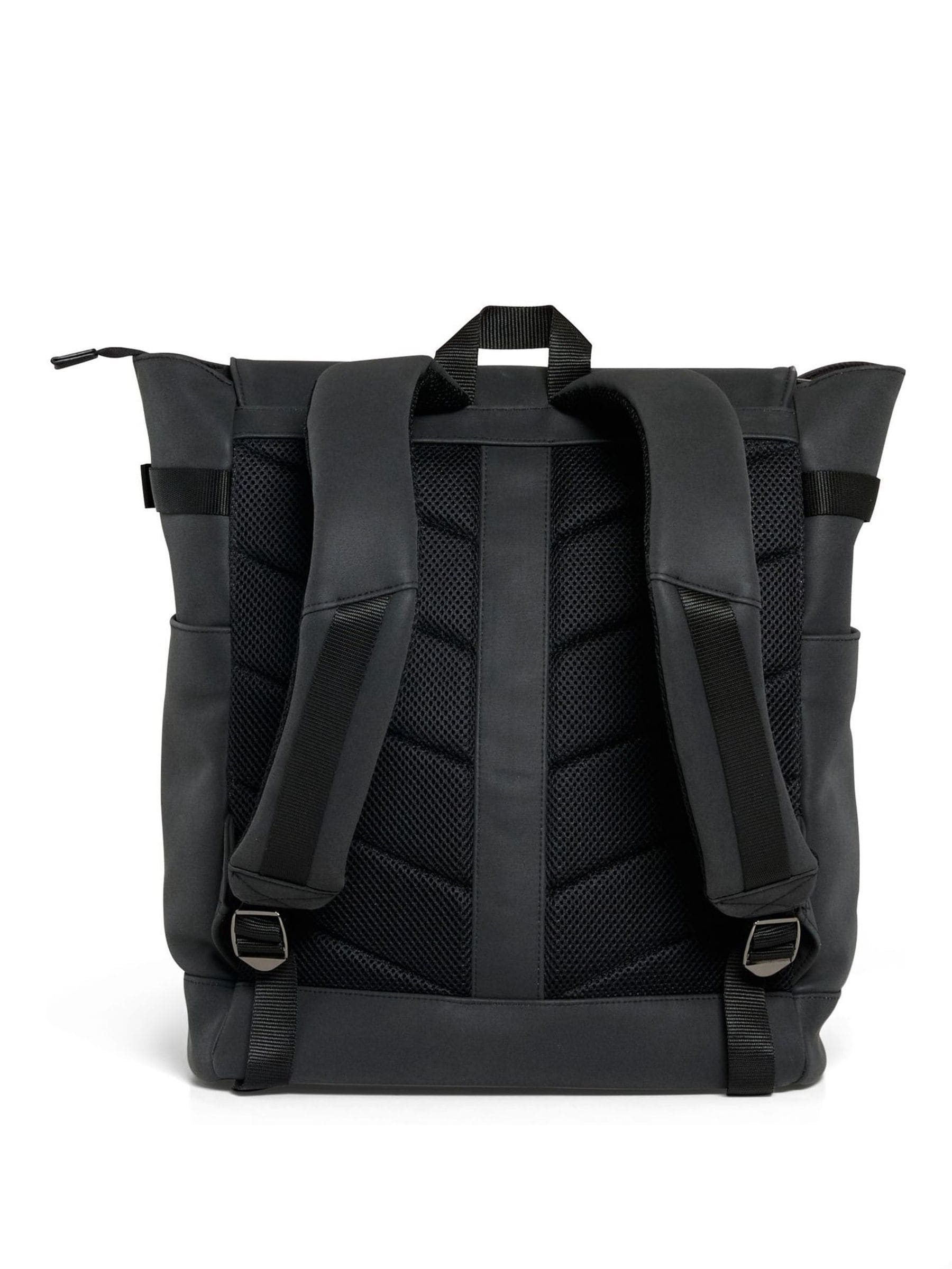 Mamas & Papas black utilitarian changing backpack in leatherette, imported from the UK
