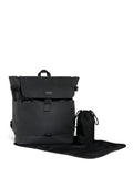 Mamas & Papas black utilitarian changing backpack in leatherette, imported from the UK