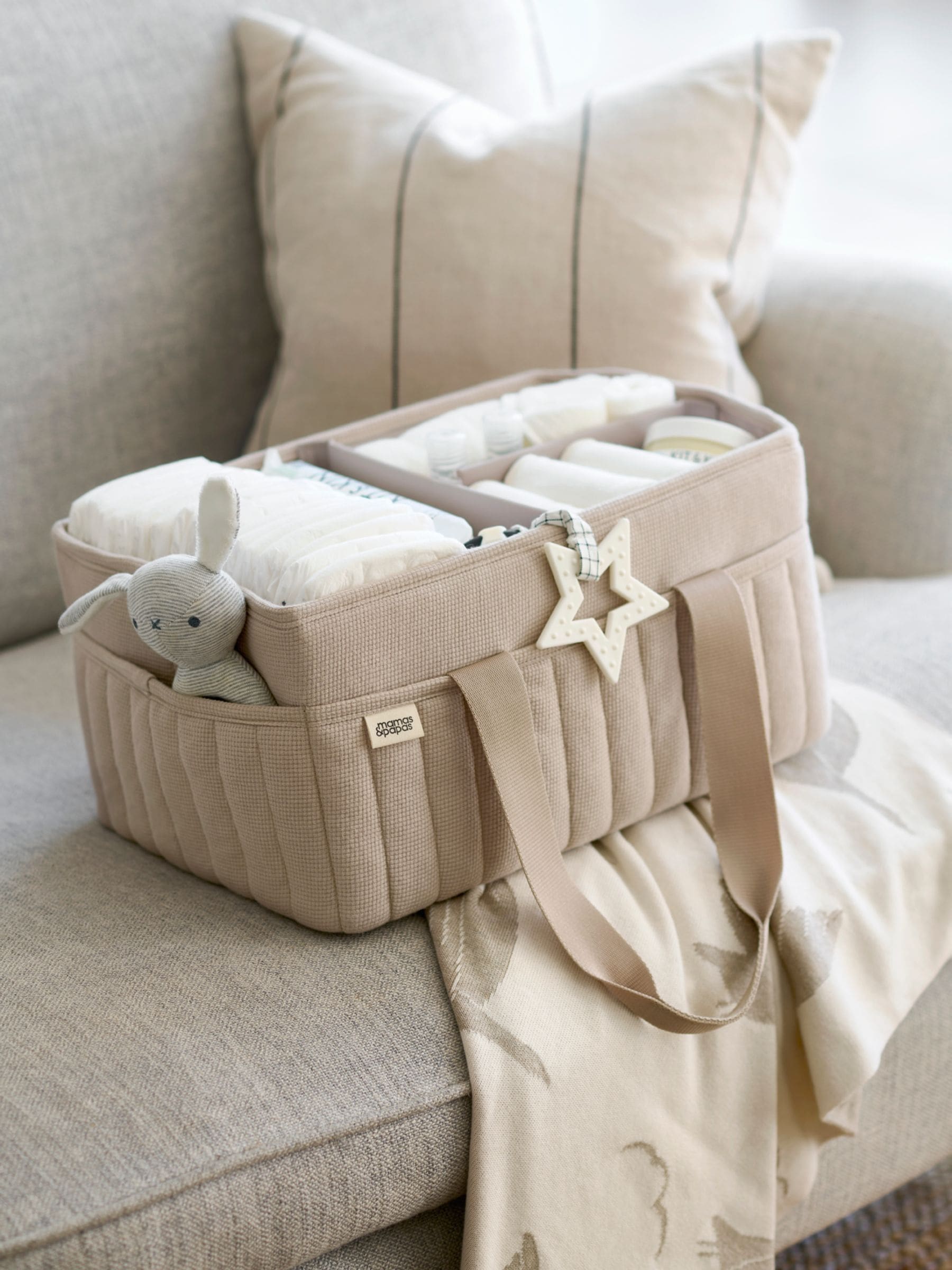 Mamas & Papas Neutral Nappy Caddy for baby essentials, imported from the UK