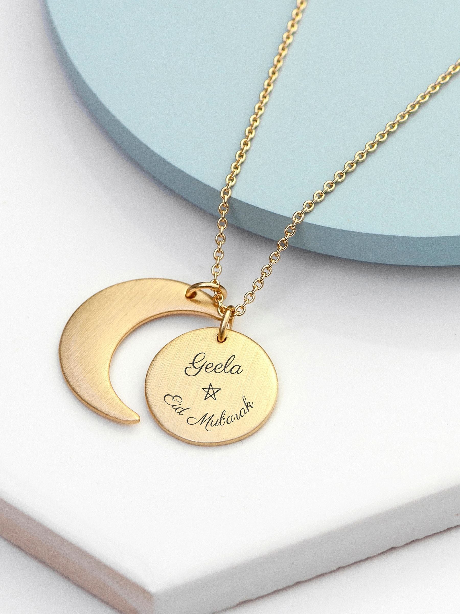 Treat Republic personalised Eid necklace with moon and sun pendant (British brand)