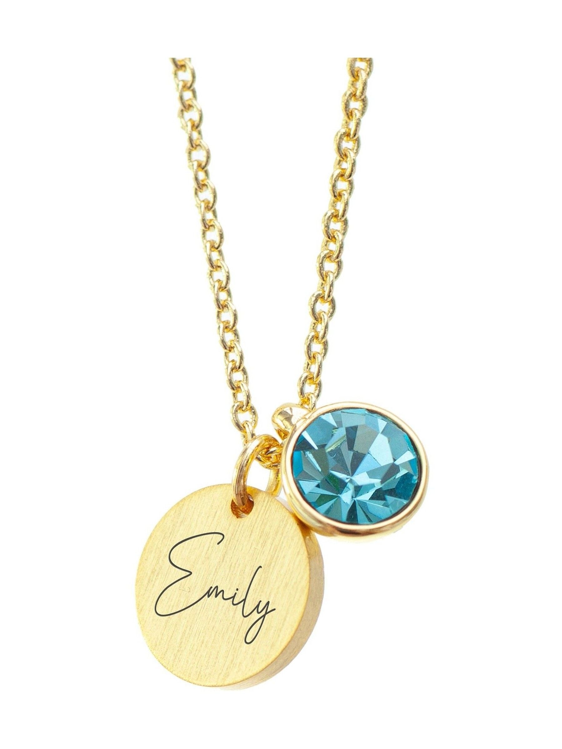 Treat Republic personalised birthstone necklace 47cm chain, imported from the UK