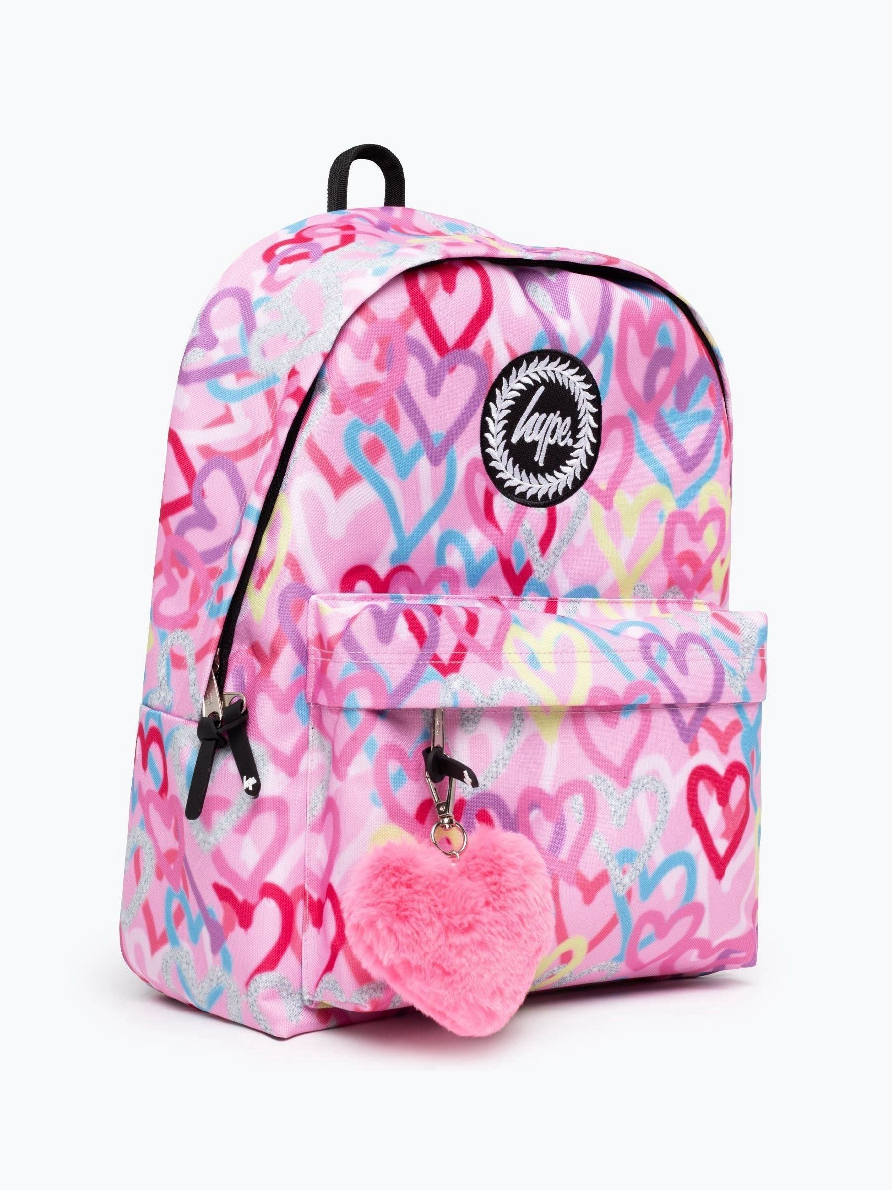 HYPE Pink Graffiti Hearts backpack (British brand)