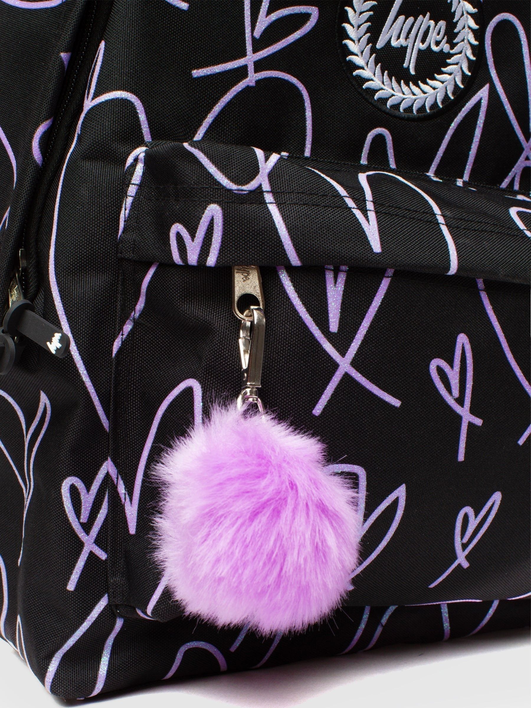 Hype. Iconic Backpack purple glitter scribble hearts - British product