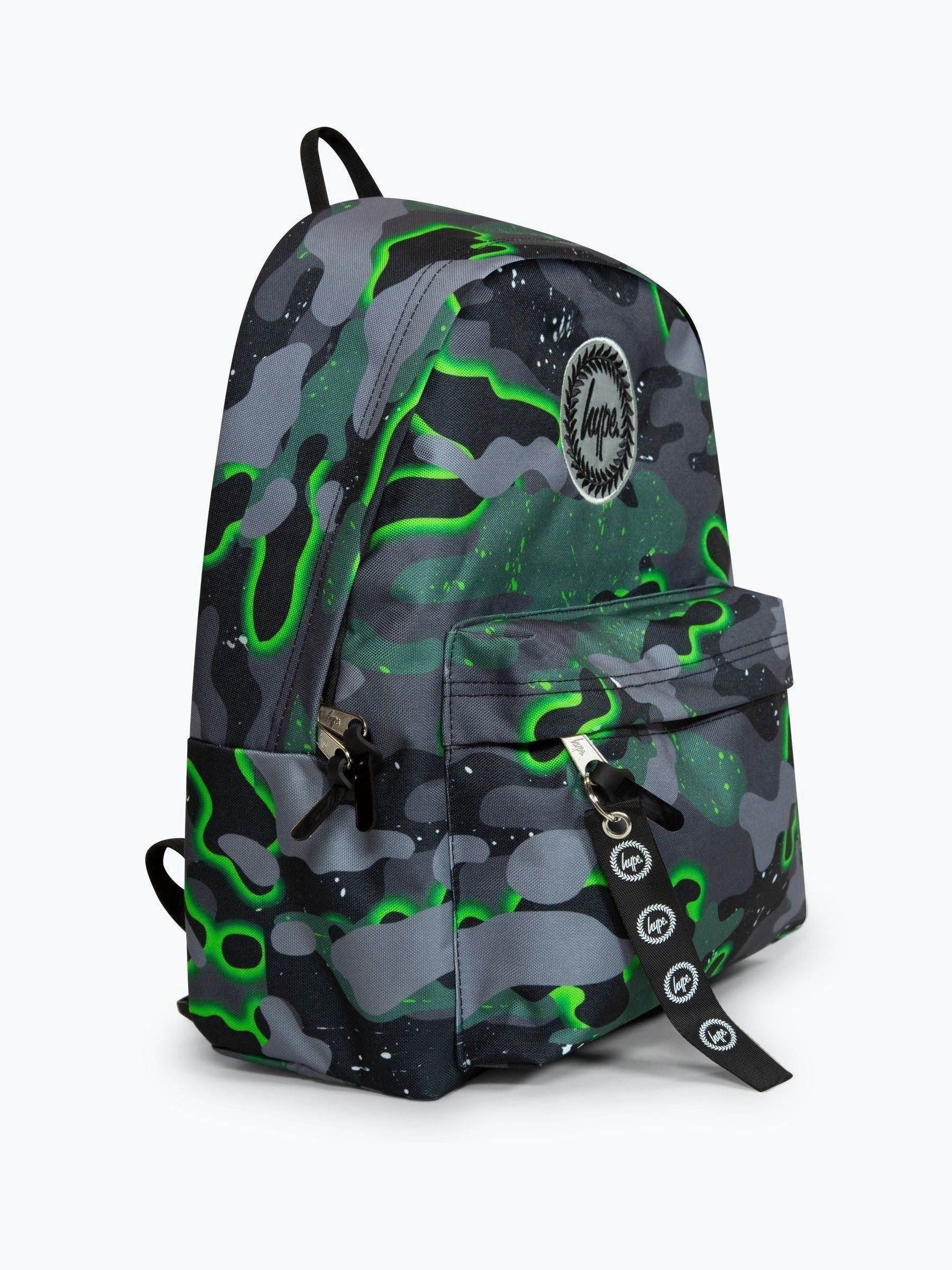 Hype green glow camo backpack, 42x30x12cm - British product