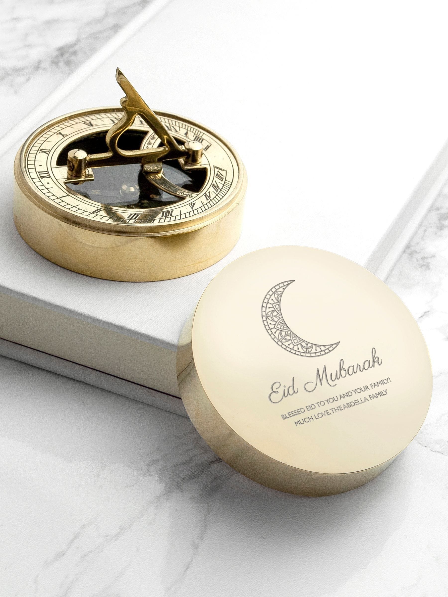 Treat Republic personalised Eid Mubarak sundial compass, imported from the UK