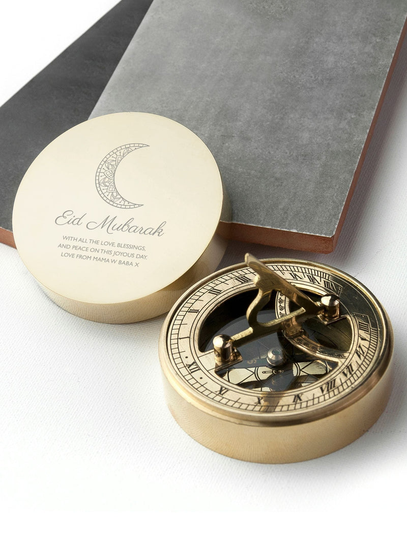 Treat Republic personalised Eid Mubarak sundial compass, imported from the UK