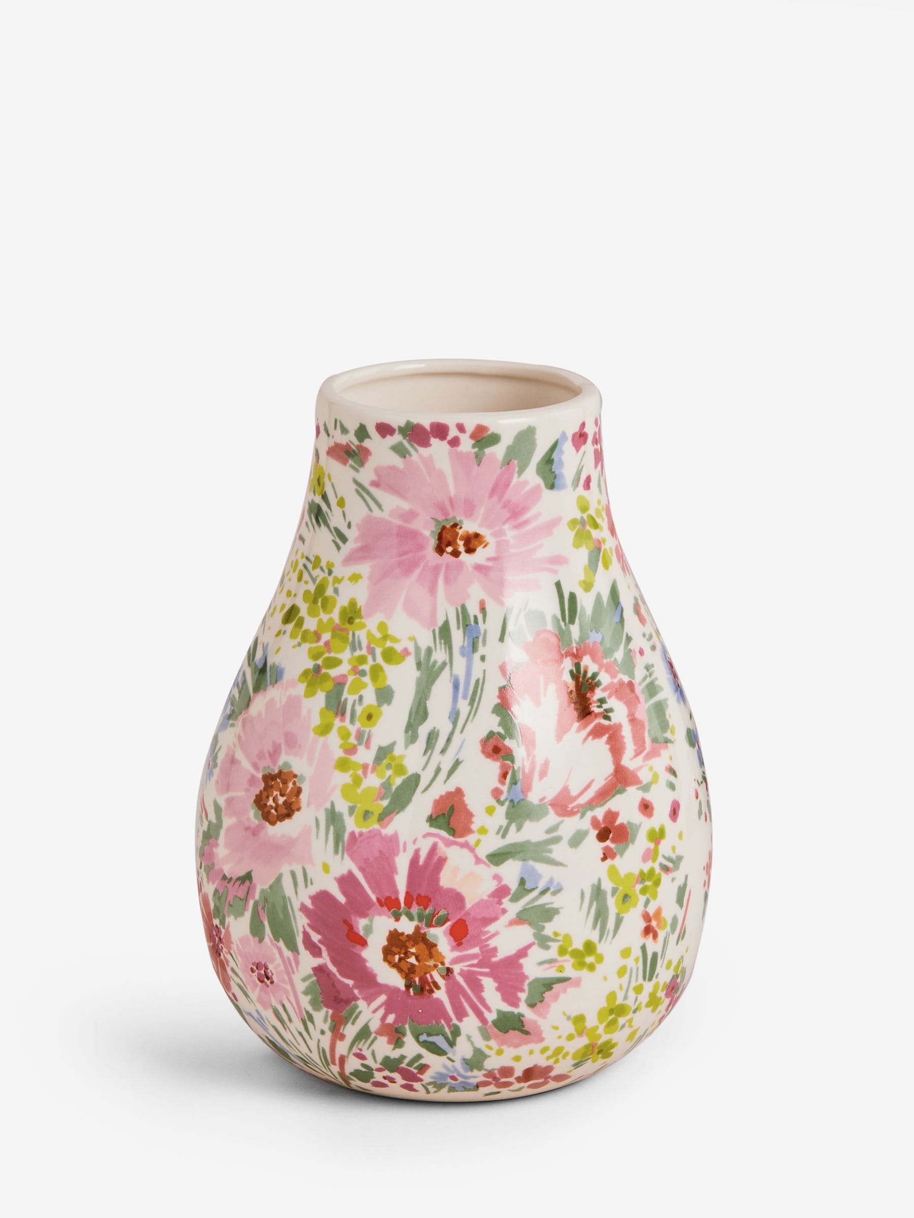Multicolour Lisse floral print medium ceramic vase - British product