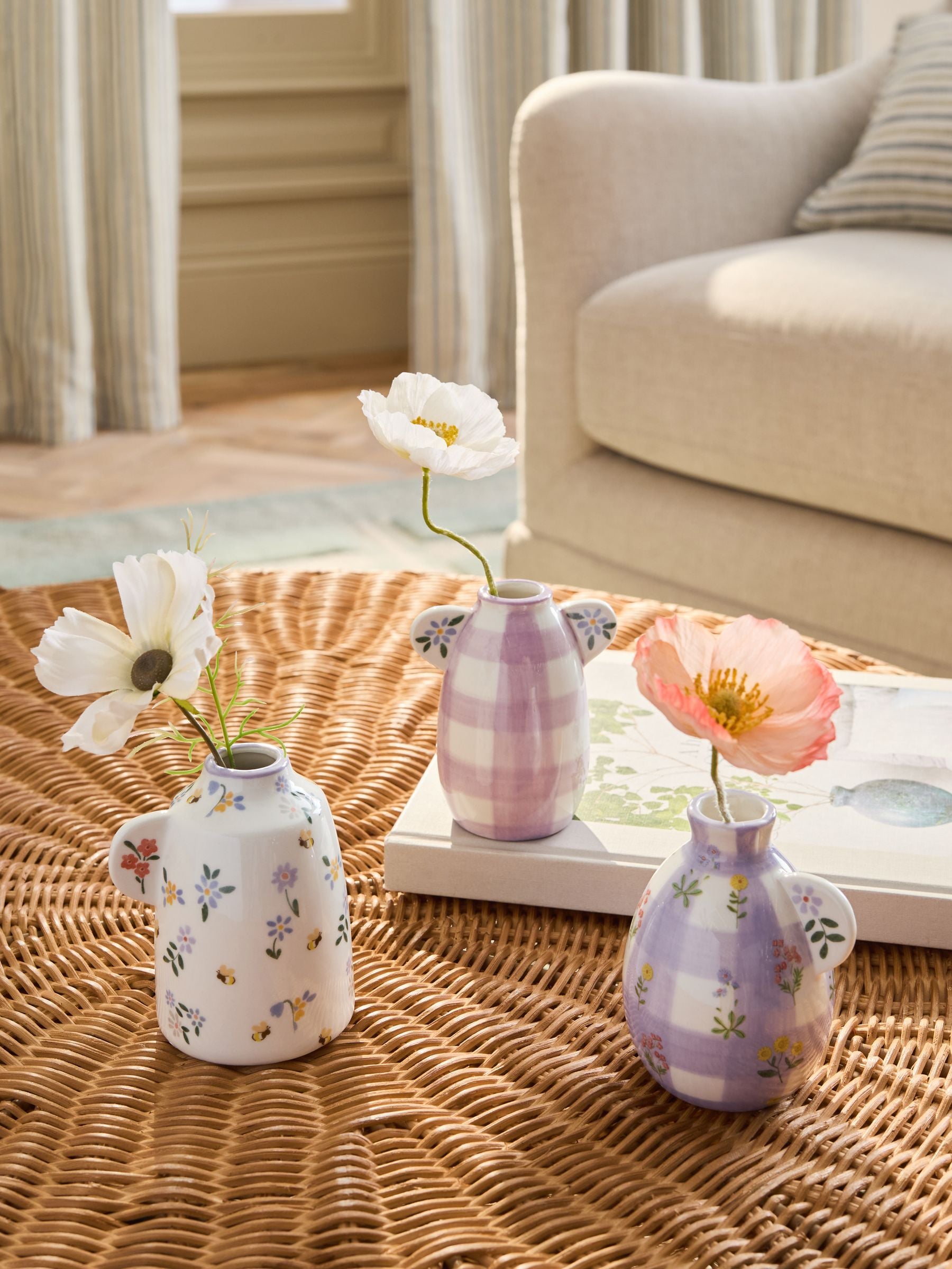 Set of 3 Maisie floral ceramic vases 9.5cm, UK version