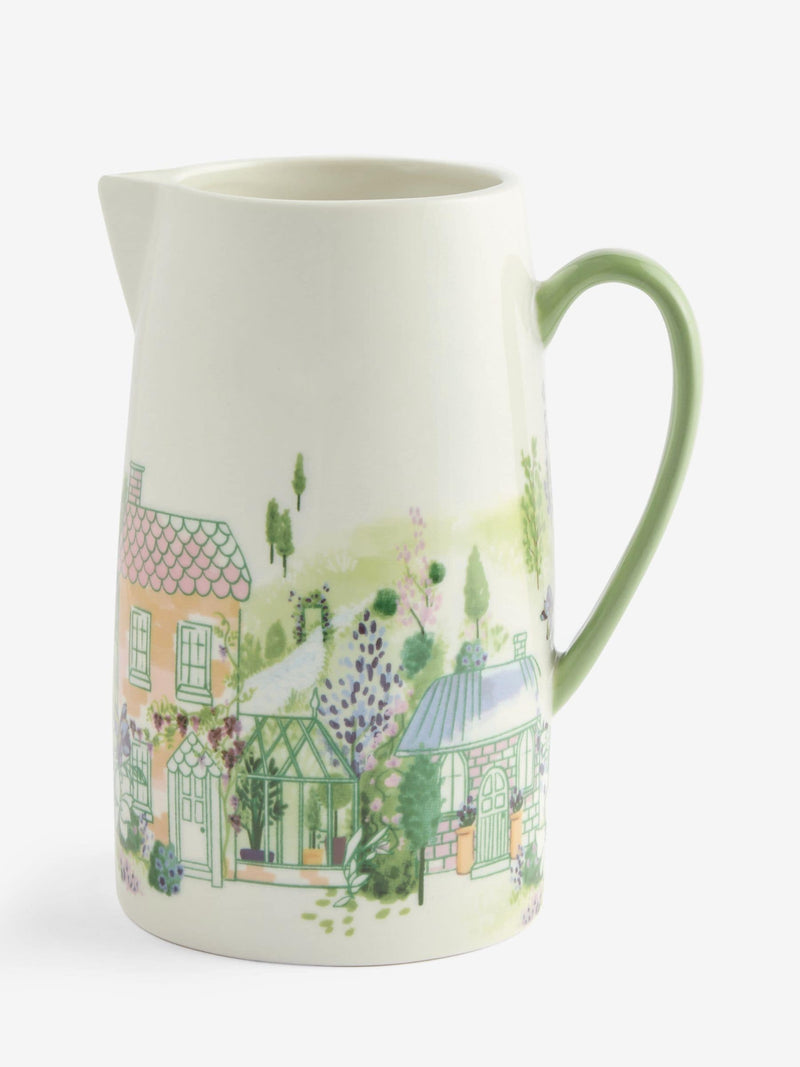 Ceramic jug vase pastel house scene 20cm - British product