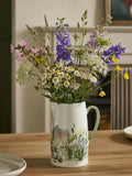 Ceramic jug vase pastel house scene 20cm - British product