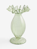 Green ruffle ribbed glass bud vase 15.5cm (British brand)