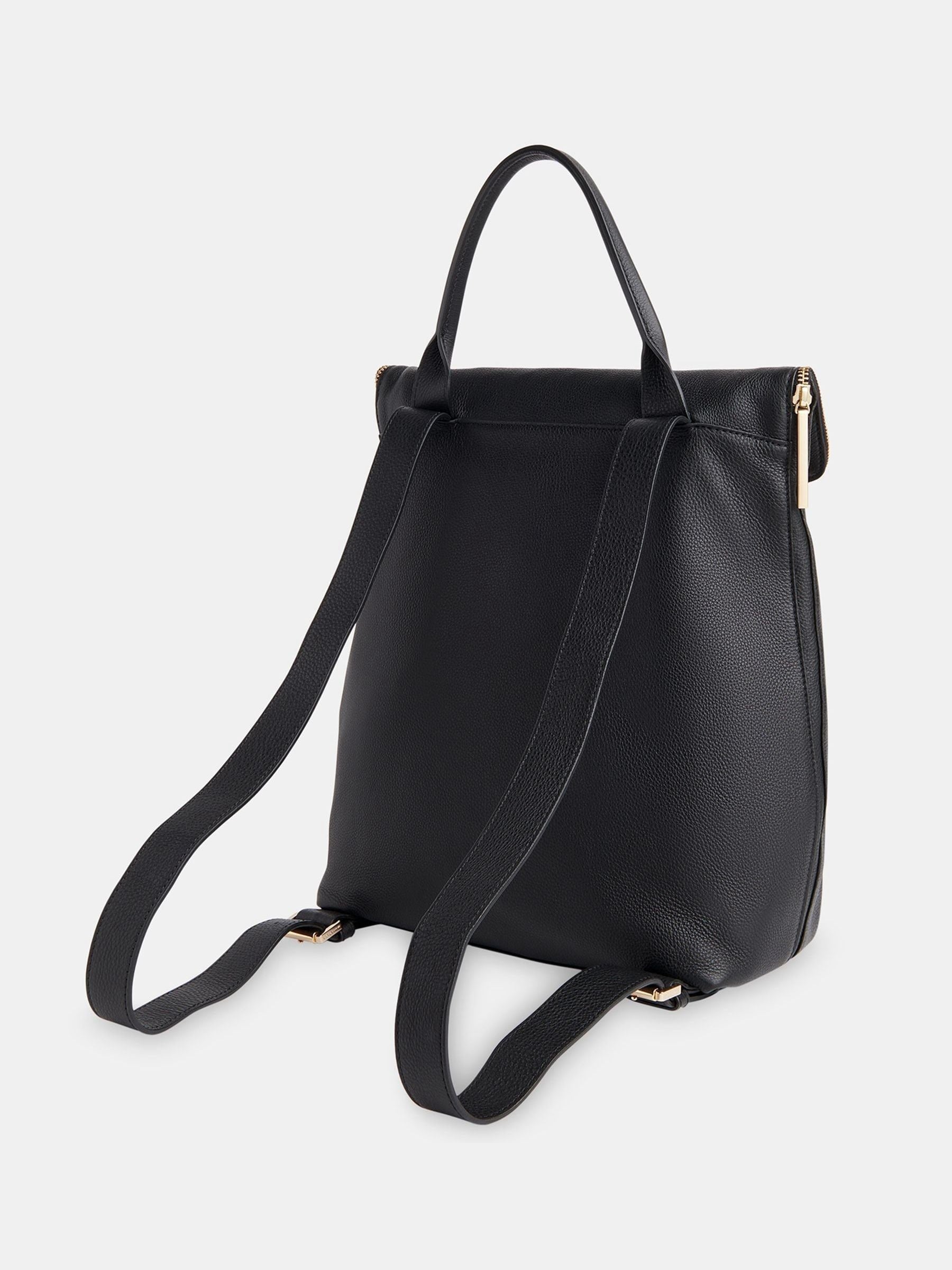 Whistles Black Verity leather backpack, imported from the UK