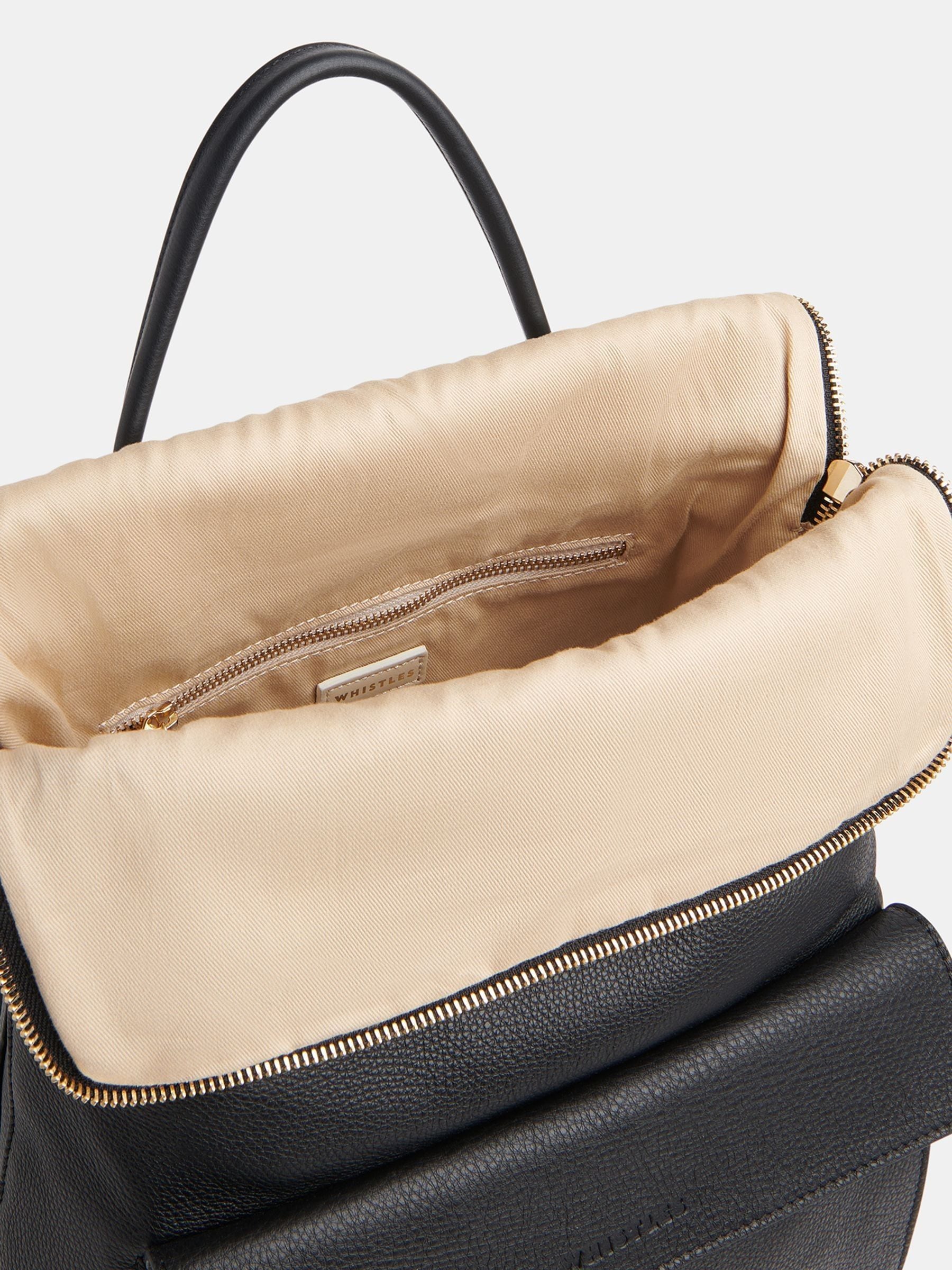 Whistles Black Verity leather backpack, imported from the UK