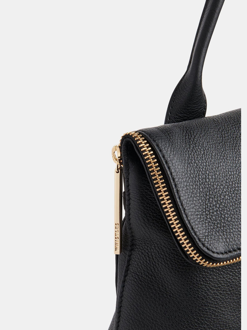Whistles Black Verity leather backpack, imported from the UK