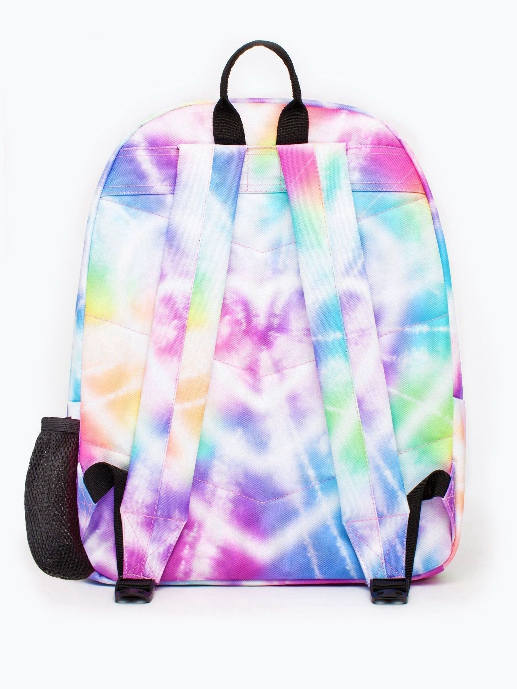 Hype pink rainbow heart tie dye backpack (British brand)