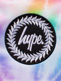Hype pink rainbow heart tie dye backpack (British brand)