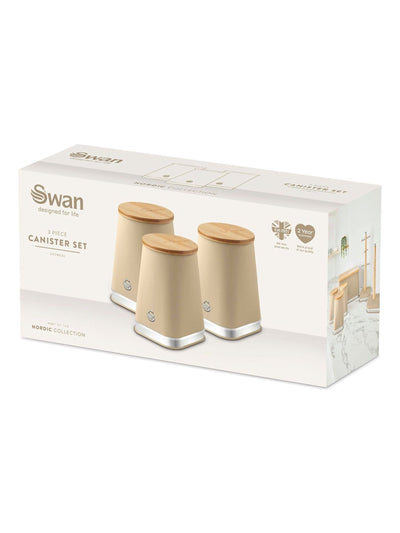 Set de 3 boîtes de conservation Swan Oatmeal avec bases antidérapantes