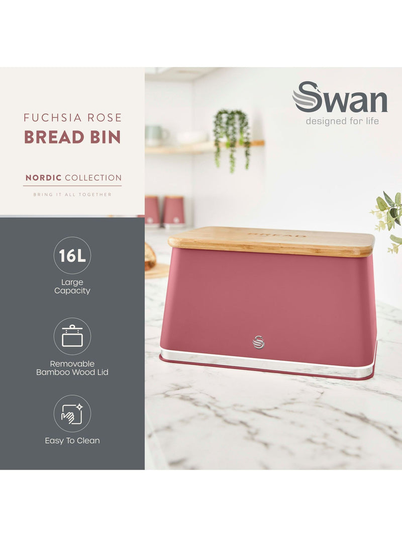 Boîte à pain Swan Fuchsia Rose 16L (marque britannique)