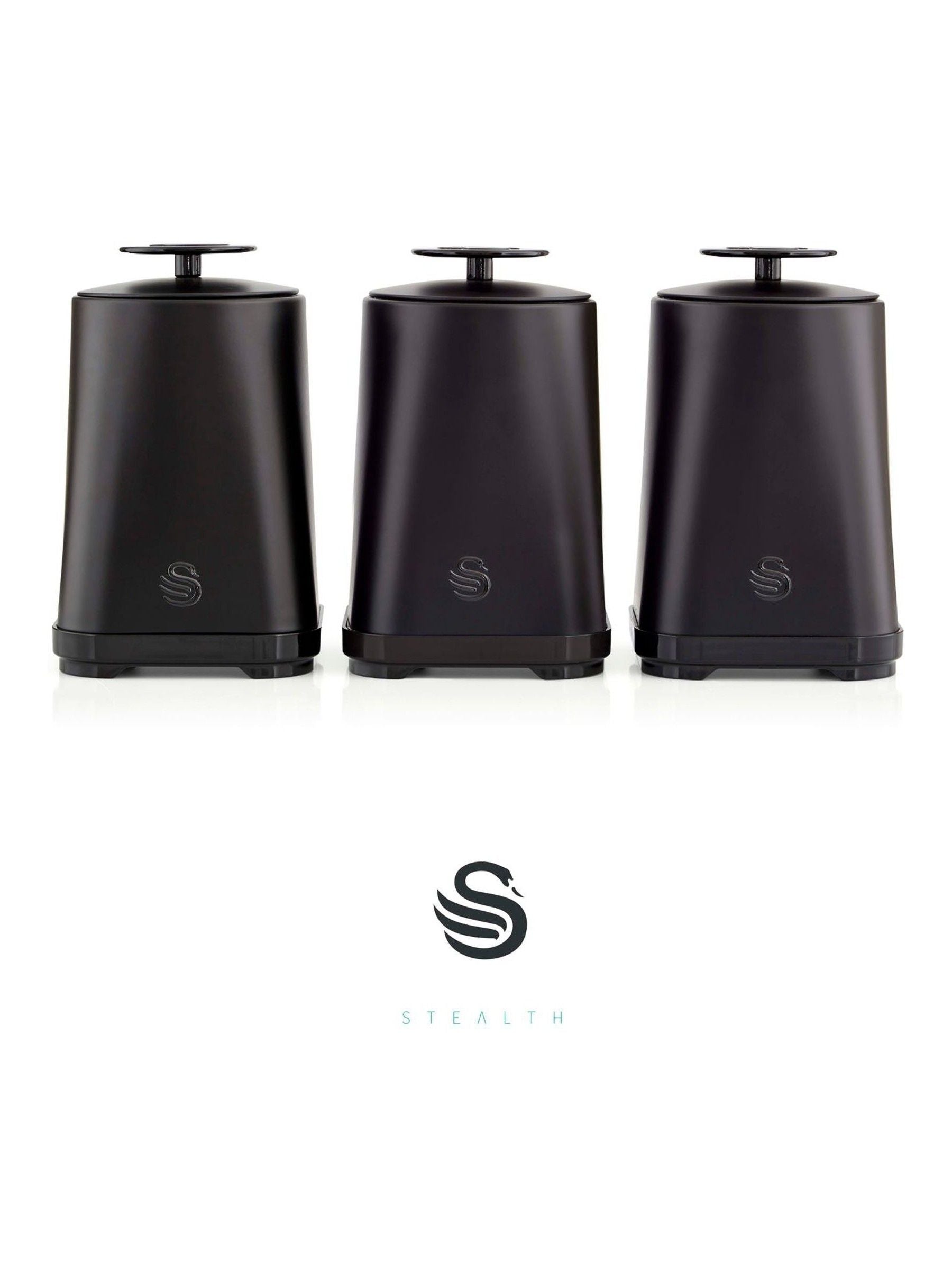 Swan Black Stealth set of 3 storage canisters, imported from the UK