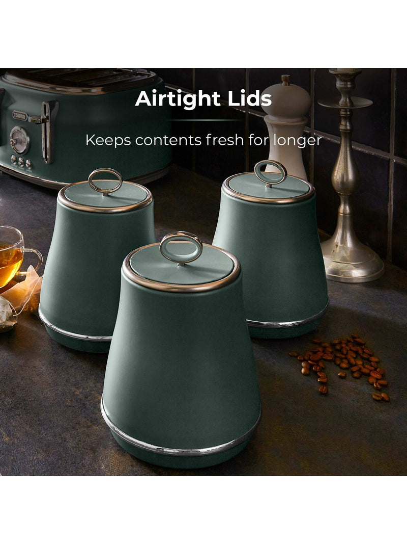 Tower green storage canisters set of 3, imported from the UK