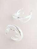 Silver tone crossover hoop earrings (British brand)