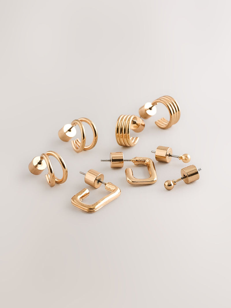 Gold tone mini hoop earrings 4 pack, UK version