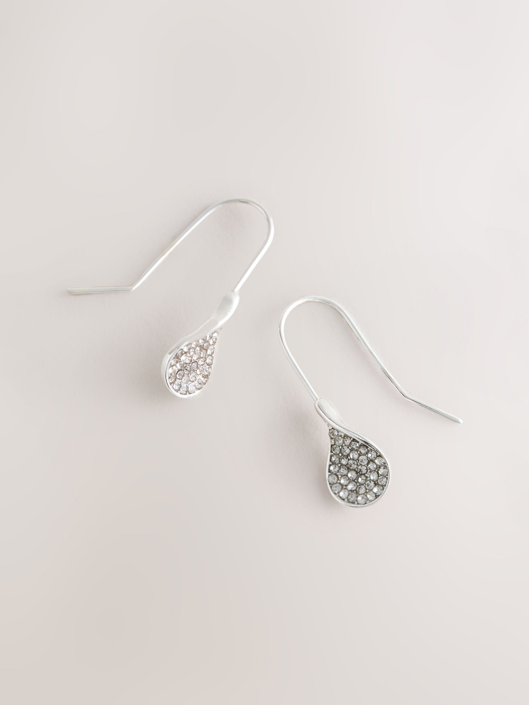 Silver tone sparkle petal drop earrings (British brand)