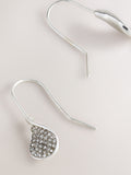 Silver tone sparkle petal drop earrings (British brand)
