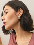 Gold tone oversized rectangle stud earrings, UK version