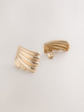 Gold tone oversized rectangle stud earrings, UK version