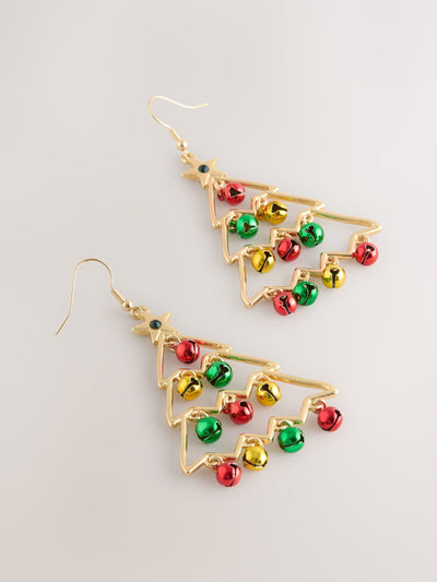Next Gold Tone Christmas Tree Drop Earrings- Buy online at McGrocer