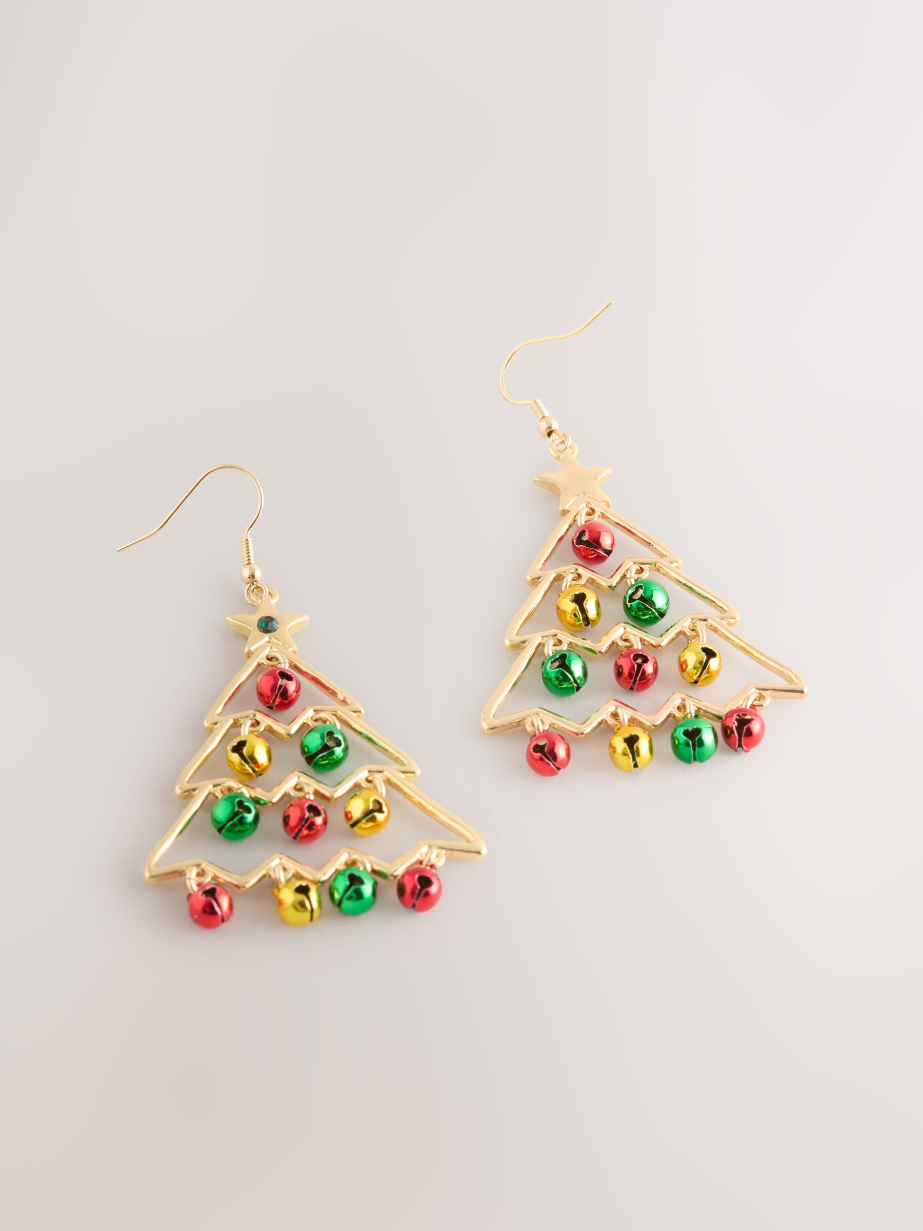 Gold Tone Christmas Tree Drop Earrings, UK version