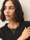 Gold tone layered T-bar chain necklace (British brand)