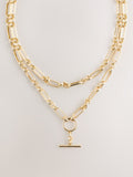 Gold tone layered T-bar chain necklace (British brand)