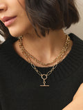 Gold tone layered T-bar chain necklace (British brand)