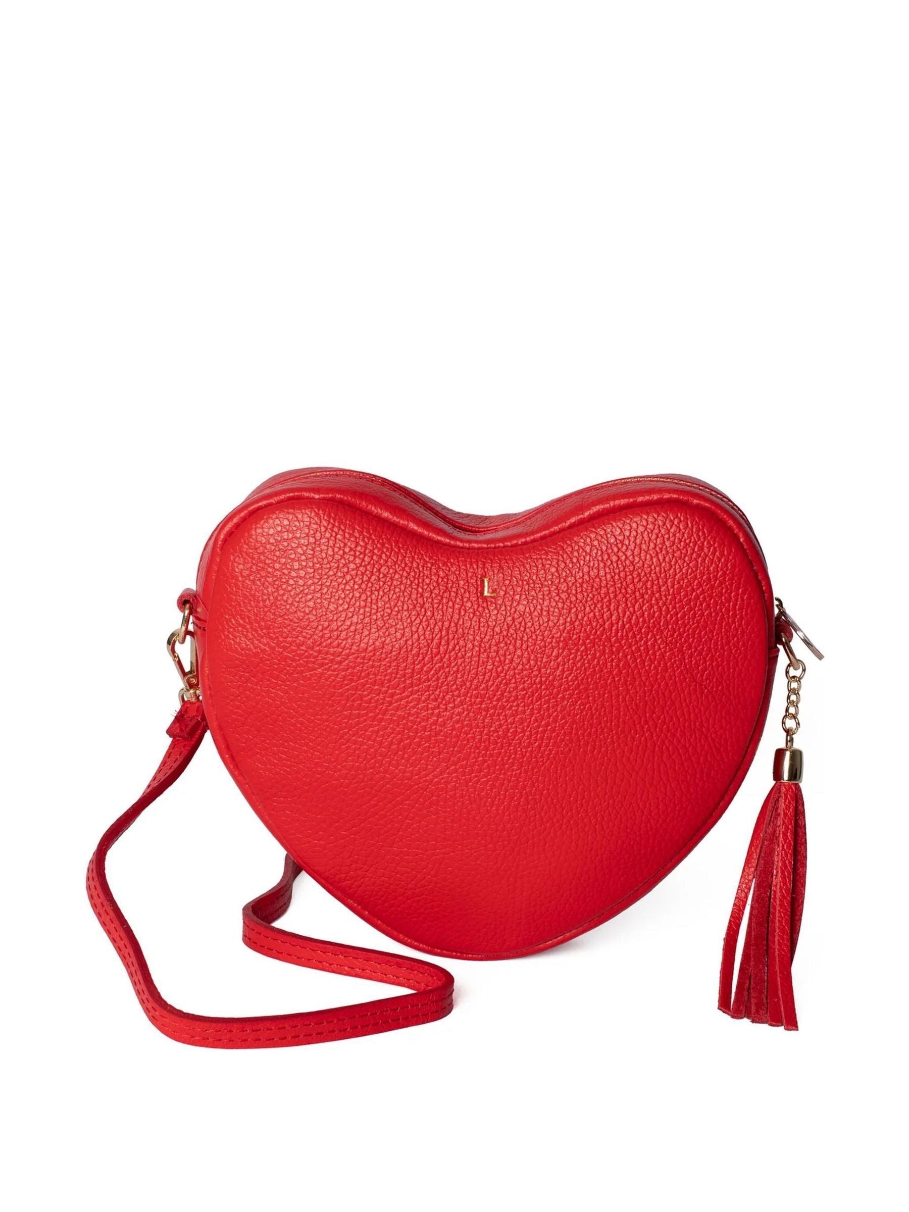LRM Goods personalised leather cross-body heart bag (British brand)