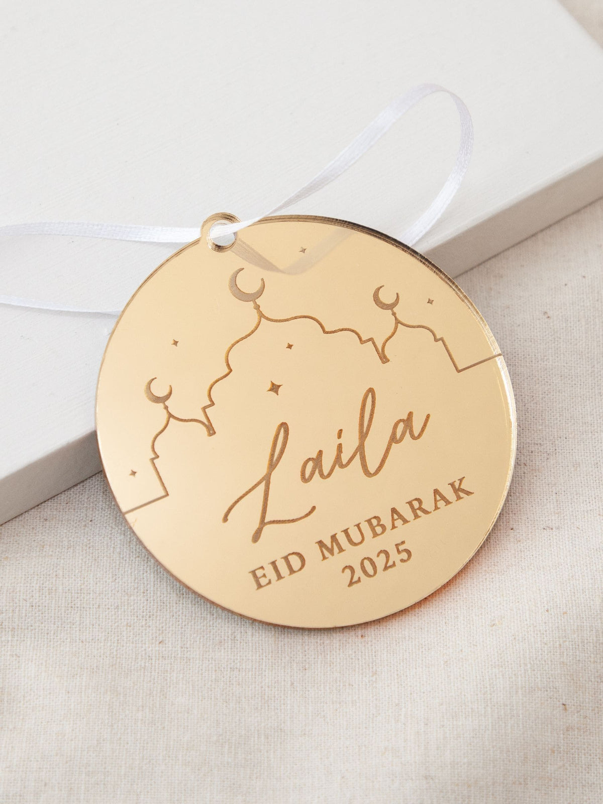 No Ordinary Gift mosque outline Ramadan and Eid celebration hanging decoration 8x8cm, imported from the UK