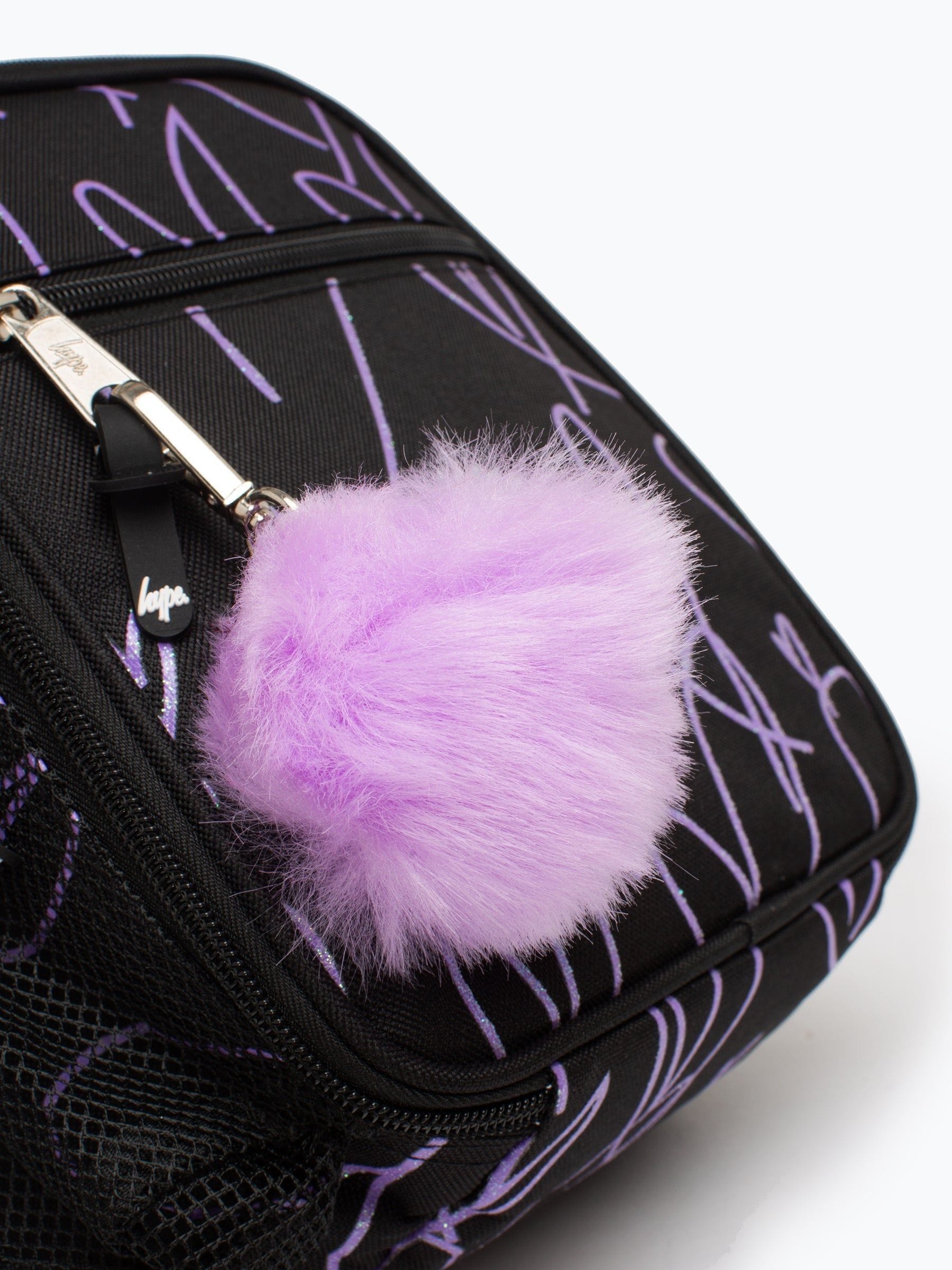 Hype black glitter scribble heart lunch box, imported from the UK