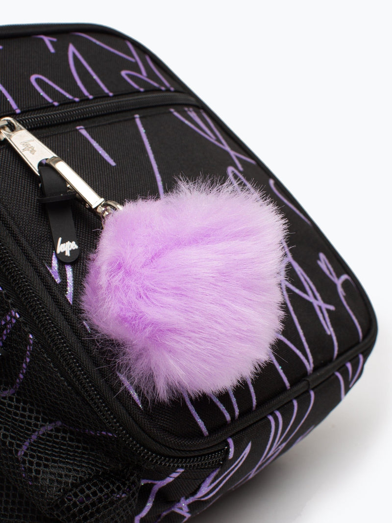 Hype black glitter scribble heart lunch box, imported from the UK