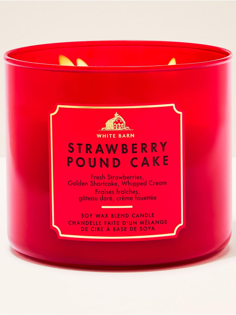 Bath & Body Works Strawberry Pound Cake 3 Wick Candle 411g