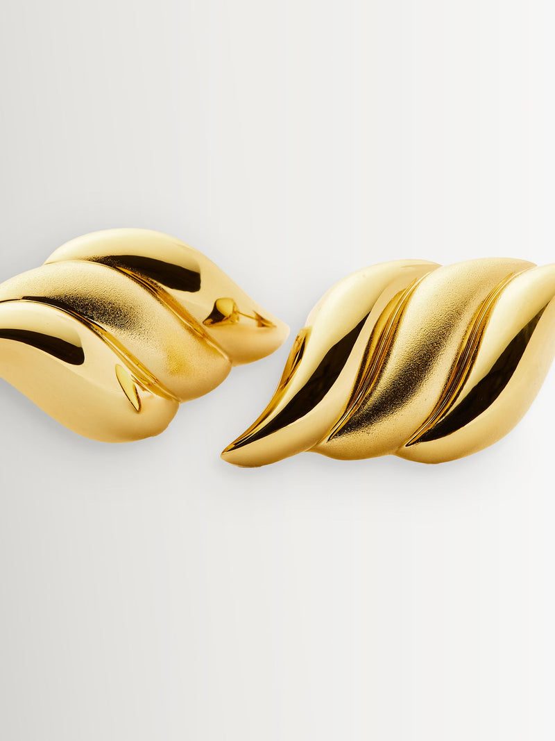Missoma gold tone oversized Savi signature stud earrings (British brand)