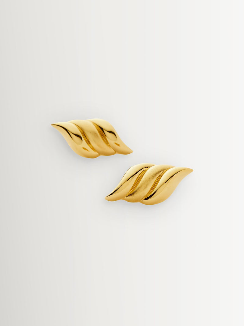 Missoma gold tone oversized Savi signature stud earrings (British brand)